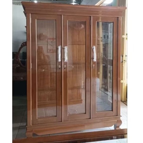 Lemari Pakaian Gamis Full Gantung Full Kaca Kayu Jati