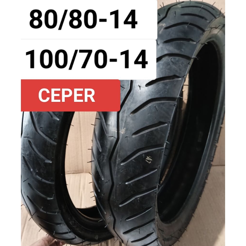 BAN LUAR CEPER TUBELES RING 80/80-14 dan 100/70-14 Lost Pack TUBLES UKURAN 14×80/80 14×100/70 Dunlop