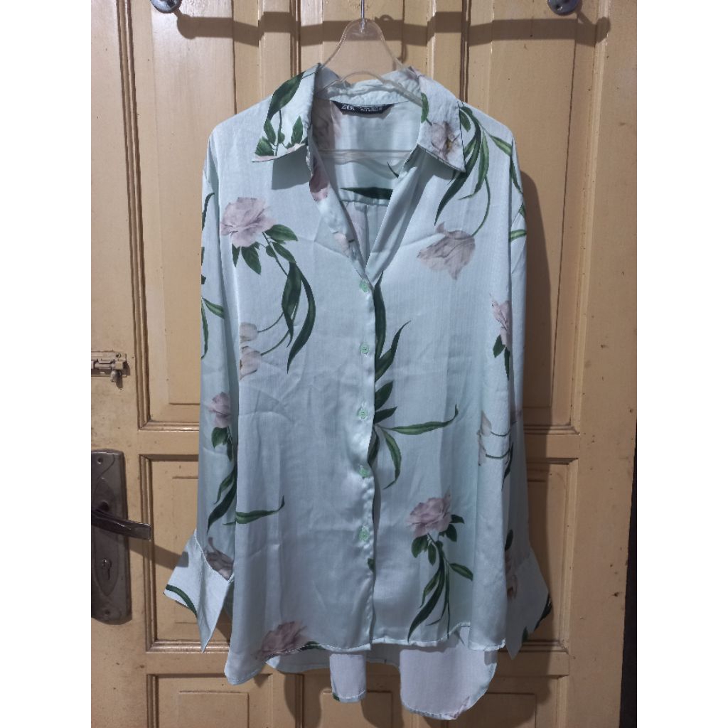 ZARA Kemeja Oversize Jumbo Blouse Atasan Cewek Premium Preloved
