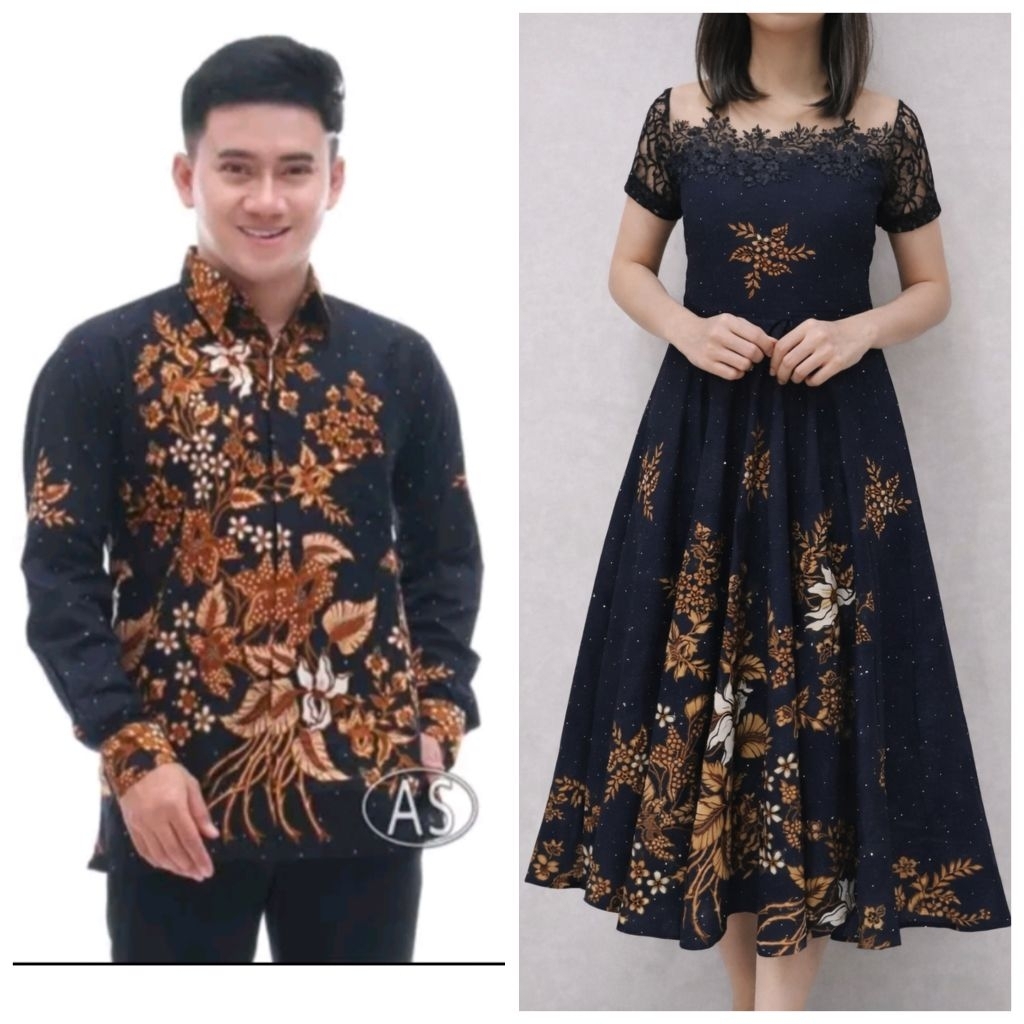 Dress batik pesta mewah mix brukat dress couple premium S M L XL XXL 3XL 4XL