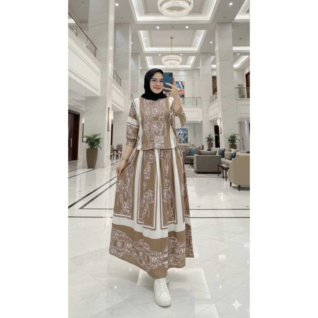 ONE SET ROK AGNA AGATA VIRAL // ONE SET ROK BUSUI  KEKINIAN OOTD // SET ROK ATASAN BETWING