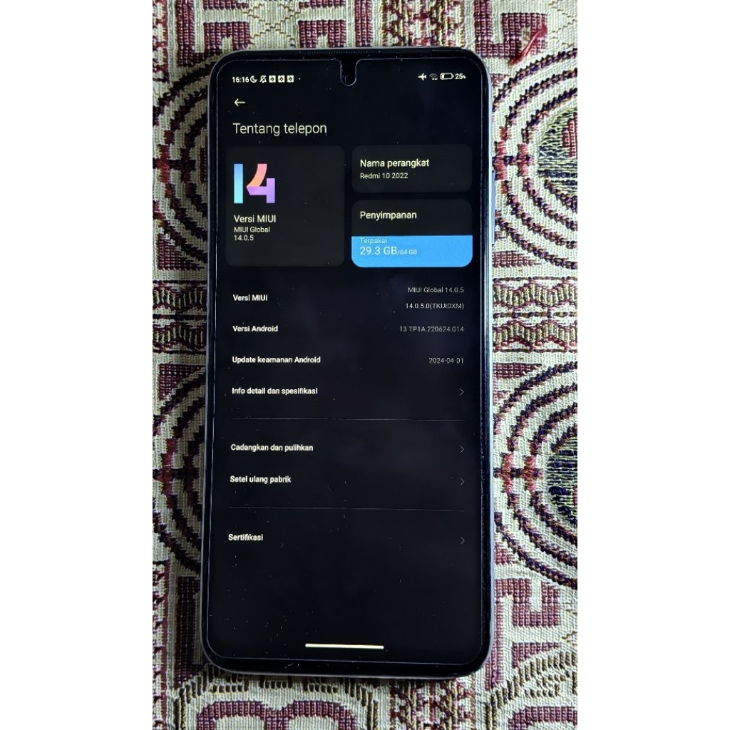 Handphone second Redmi 10