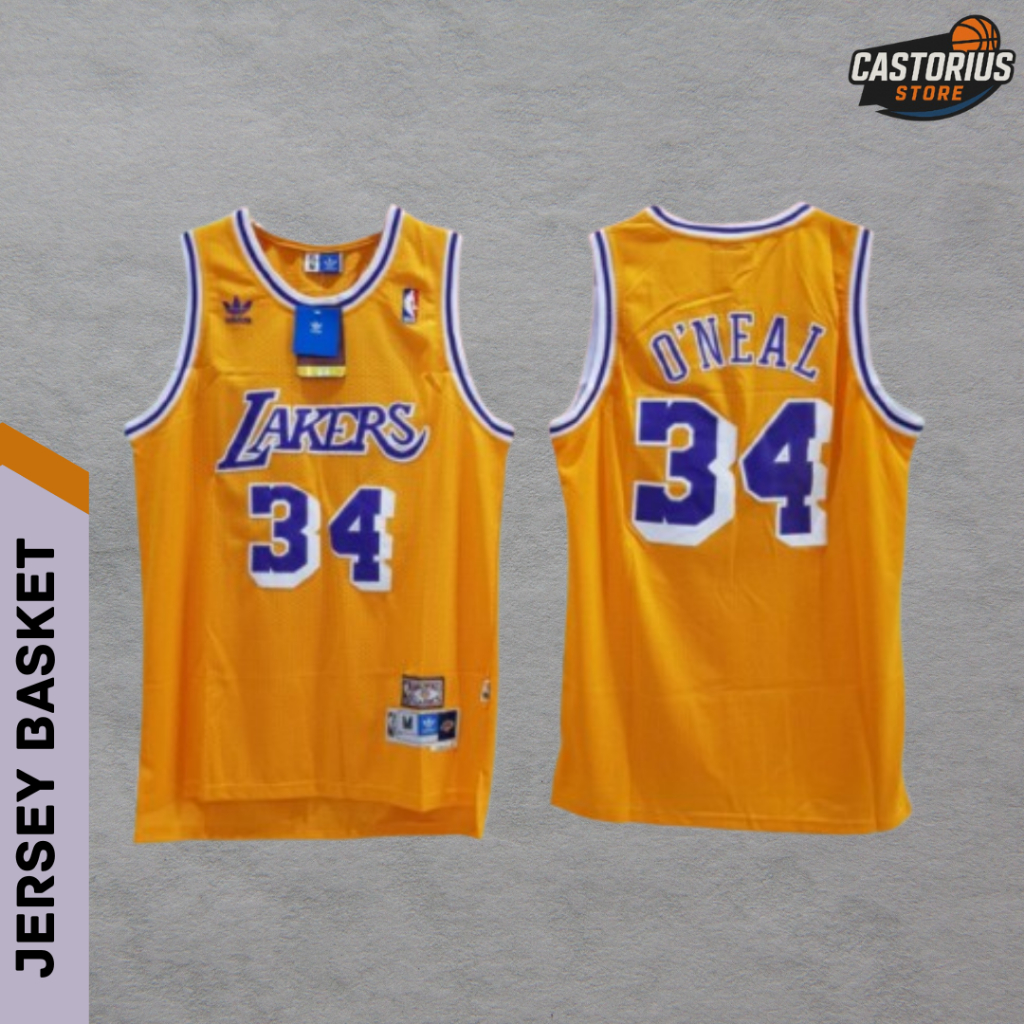 JERSEY BASKET BAJU BASKET PRIA BASKET COWOK HARDWOOD CLASSICS SHAQUILLE O'NEAL ONEAL - LAKERS SWINGM
