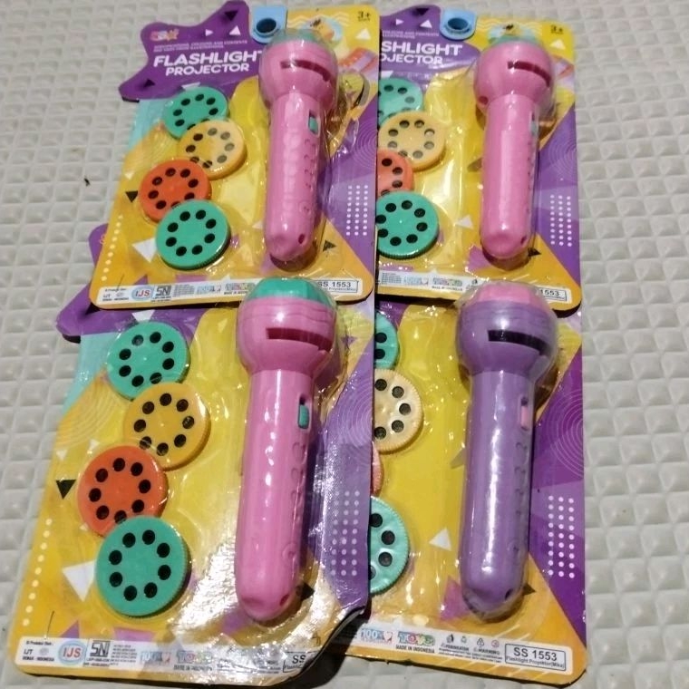 FLASHLIGHT 1553 SENTER PROYEKTOR MAINAN ANAK dengan Desain Warna-warni dan Fungsi Proyektor untuk Hi