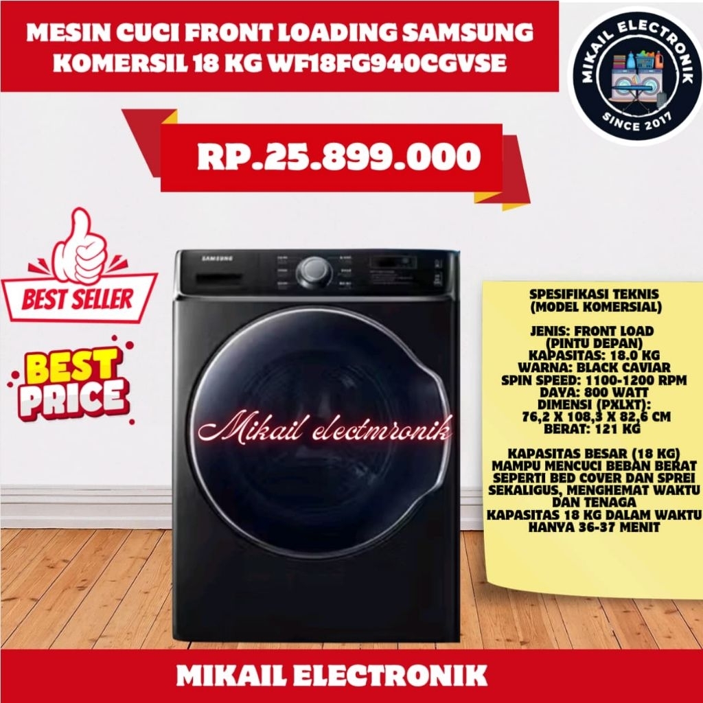 Washer mesin cuci laundry komersil Samsung WF18FG940CGVSE 18 Kg