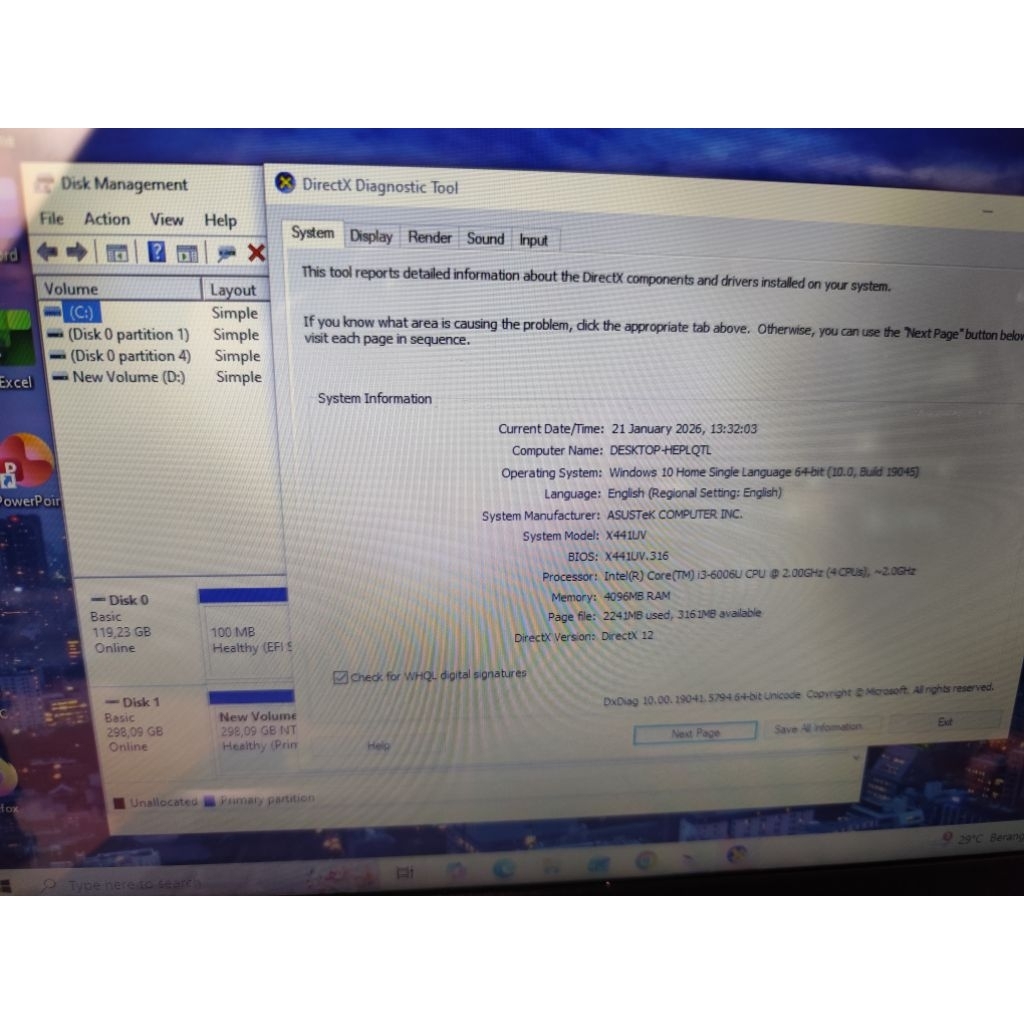 Asus x441 core i3 gen 6 dobel vga