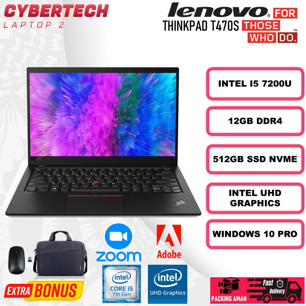Lenovo Thinkpad T470s Intel Core i5 7200U Ram 12GB SSD 512GB 14,0 FHD TOUCH WIN 10 PRO ORIGINAL