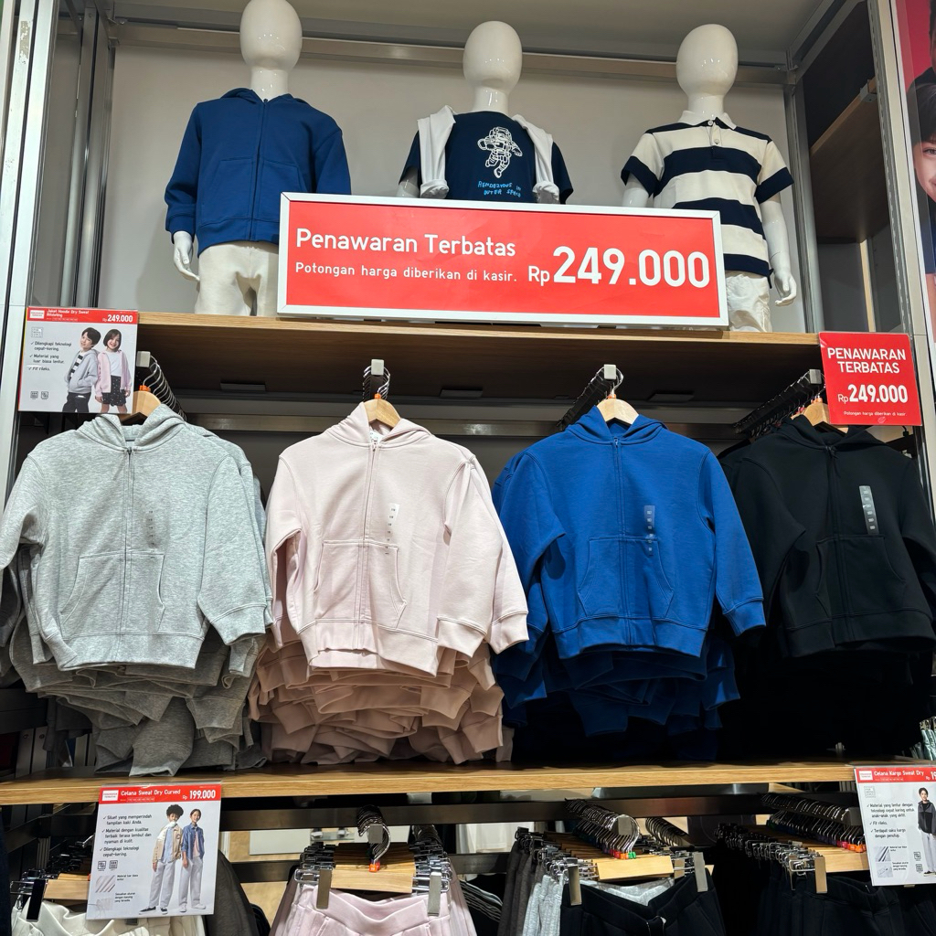 jaket sweat dry hoodie resleting uniqlo kids