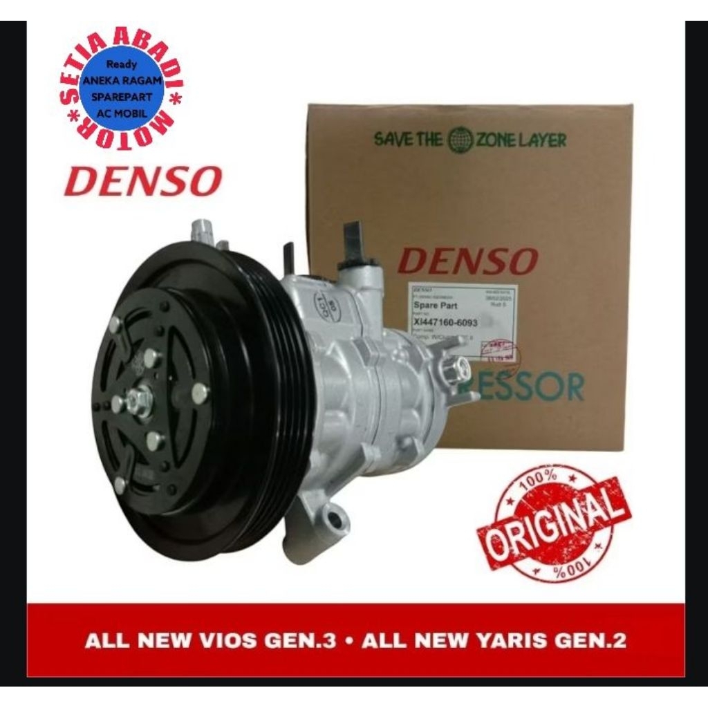 compresor kompresor AC mobil original Denso Assy Toyota Vios aal new gen 3, Toyota Yaris new gen 2