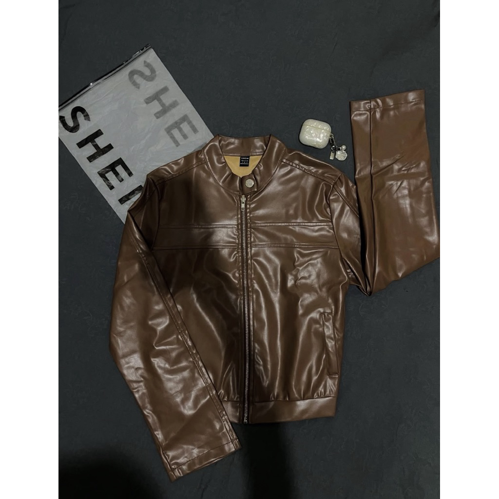 leather jacket brown