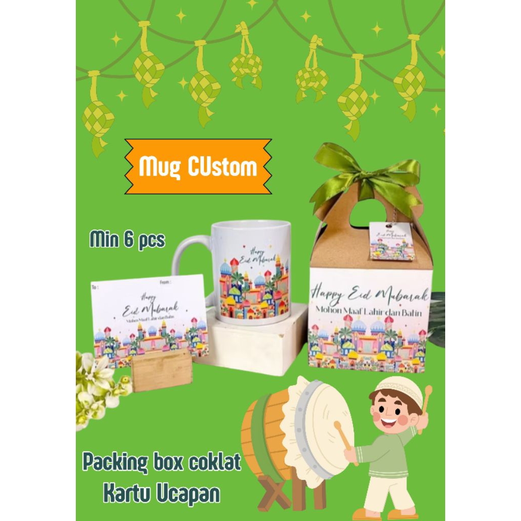 Mug Custom Untuk Hampers Lebaran Idul Fitri Eid Mubarak Parcel Lebaran