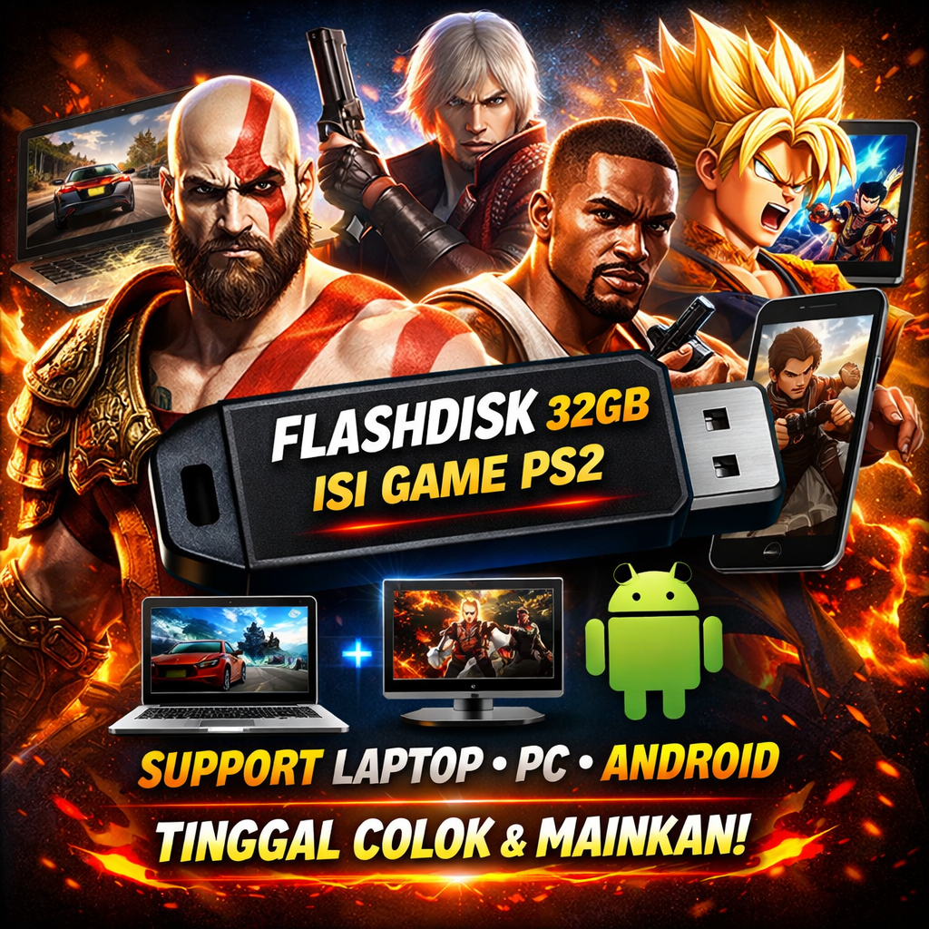 flashdisk 32 Gb/64 Gb/128 Gb isi game ps2 siap main di komputer laptop atau android