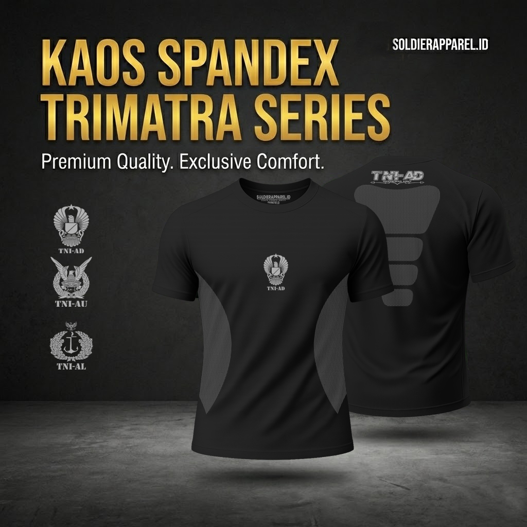 Kaos Spandex Trimatra Series Soldierapparel.id Premium Quality - Baju Olahraga Pria Elastis Fit Body