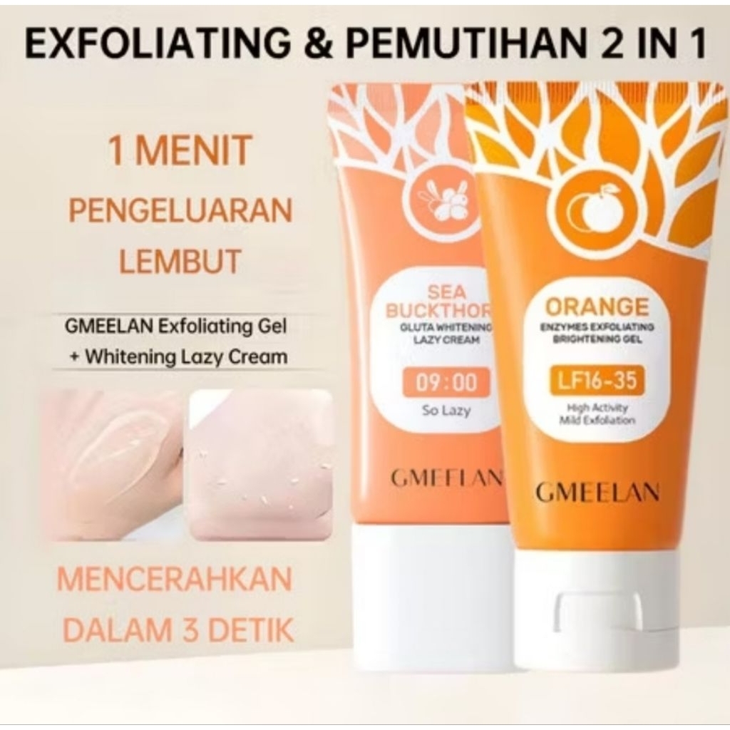 EXFOLIATING WHITENING GEL & GLUTA WHITENING LAZY CREAM BPOM