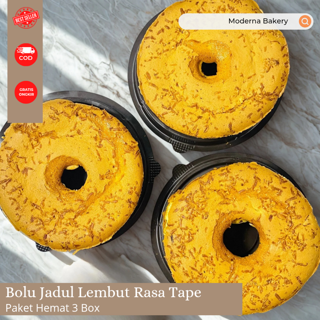 Paket Hemat 3 Box Bolu Jadul Lembut Rasa Tape Ukuran 16cm