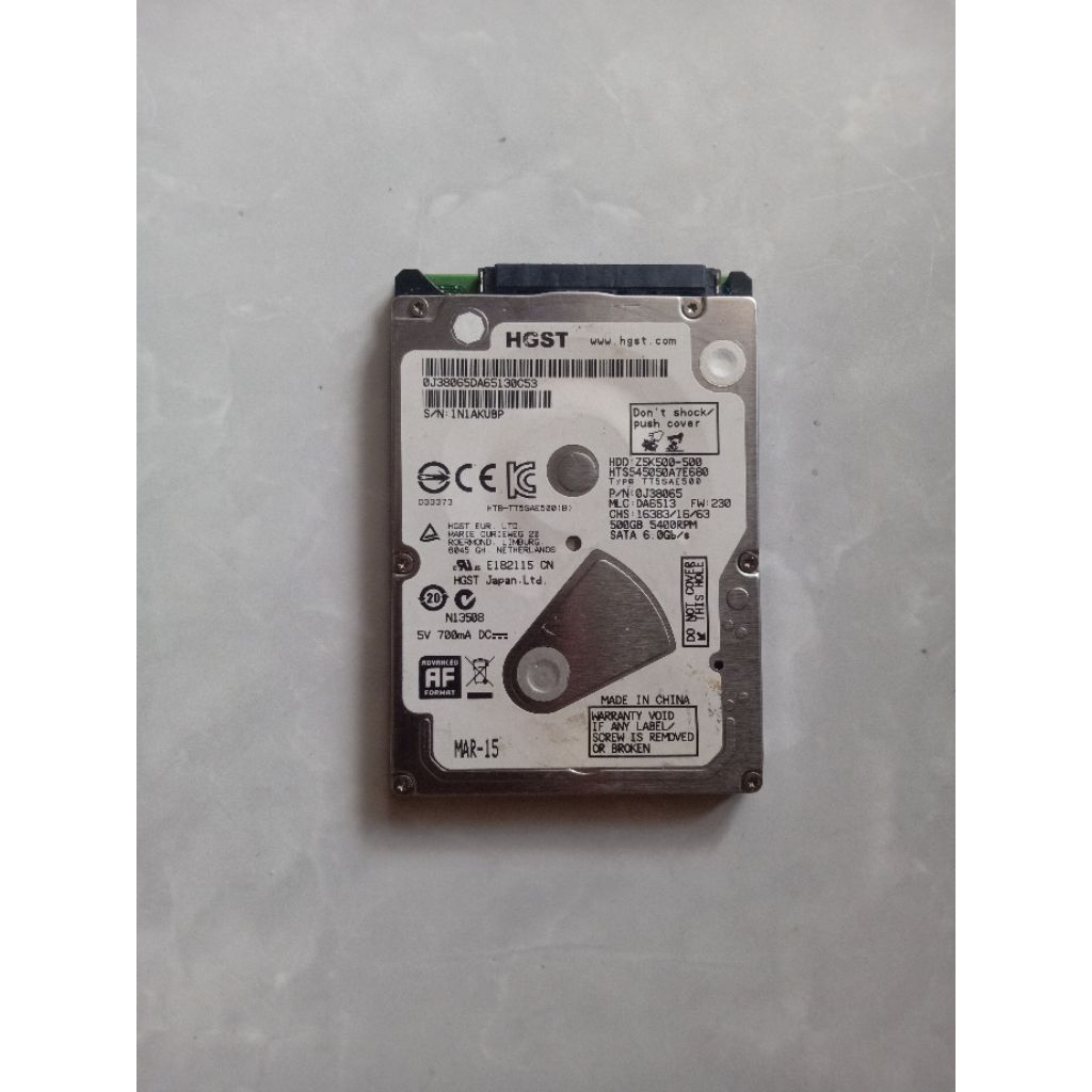 Harddisk HDD 2.5" HGST 500GB