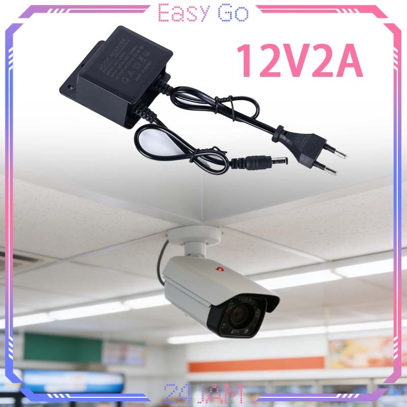 24W Power Adapter CCTV 12V 2A Adaptor CCTV Tahan Air Charger CCTV Adaptor Kamera CCTV Colokan CCTV