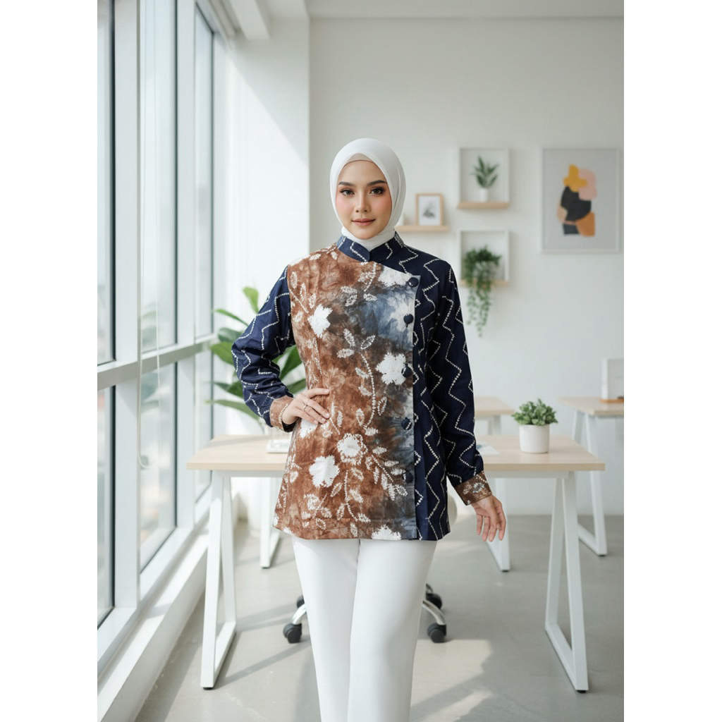 ATASAN BLOUSE KEMEJA WANITA MOTIF SASIRANGAN 0201