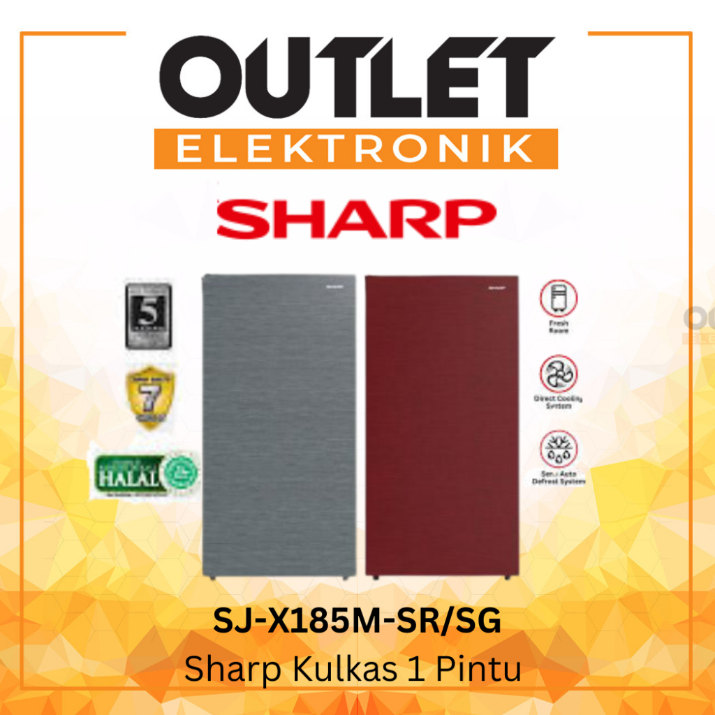 Sharp Kulkas 1 Pintu SJ-X185M-SR/SG / SJX 185 MSG MSR Door ColorDoor Material: Hairline Metalic Red/