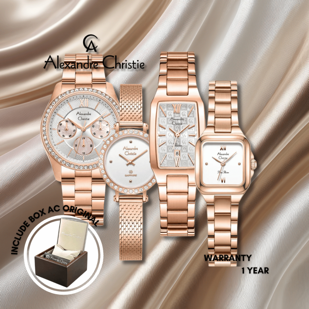 JAM TANGAN WANITA ALEXANDRE CHRISTIE STAINLESS STEEL ORIGINAL WATCH SILVER ROSEGOLD AC STEEL ROSE GO