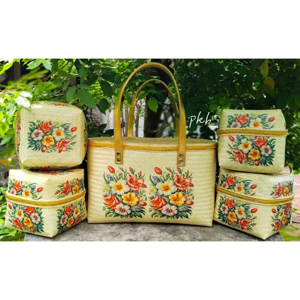 Tas Keben Bambu Motif Bunga