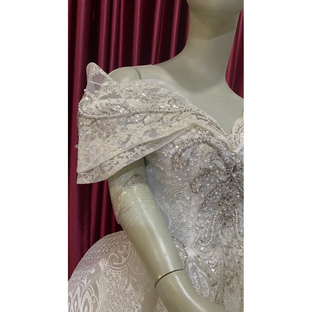 Gaun Pangantin sabrina putih 90