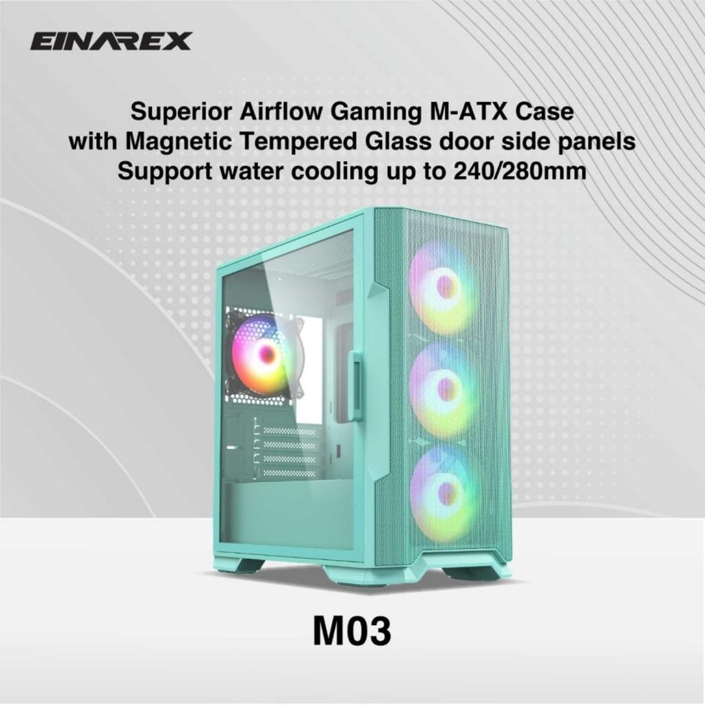 CASING EINAREX M03 COLOR 1X120MM FAN ARGB - mATX Gaming Case - PINK / GREEN