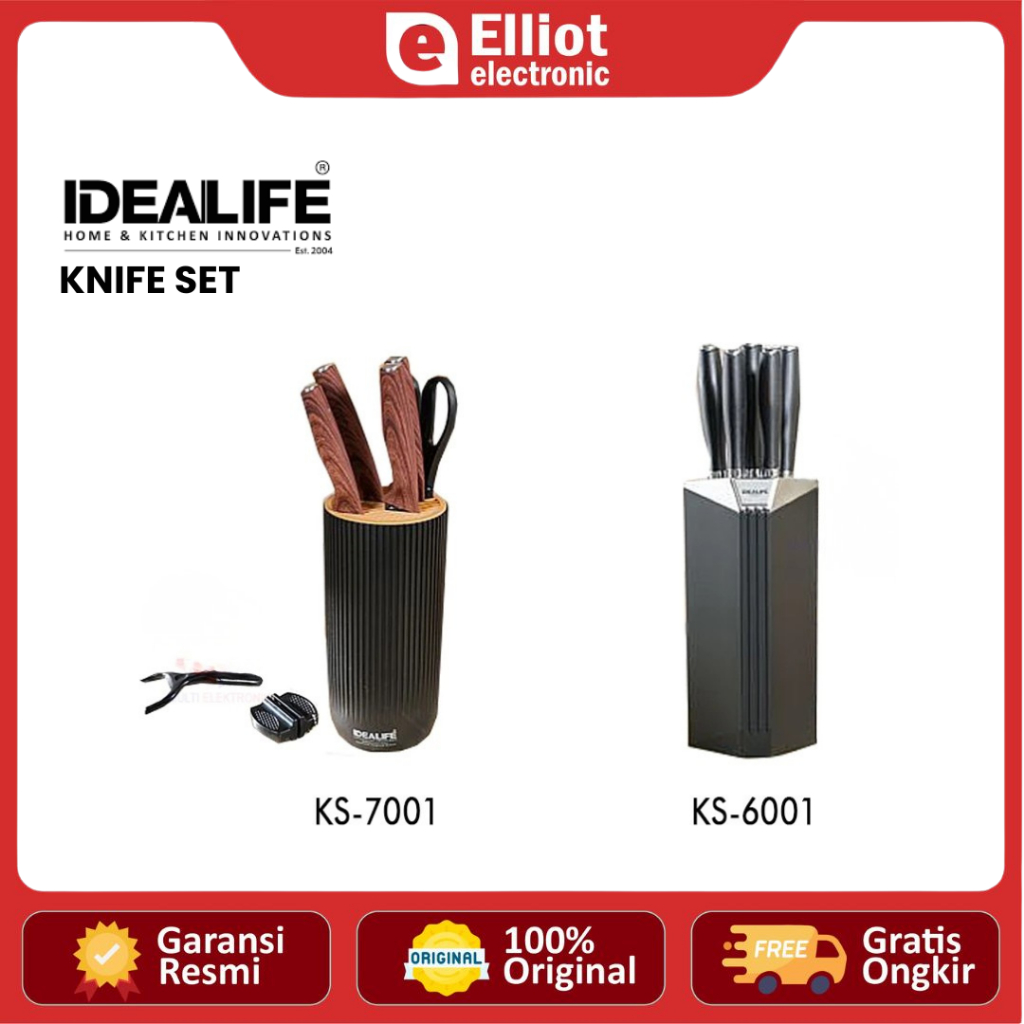 IDEALIFE Pisau Set / Knife Set - Perlengkapan Pisau Dapur Idealife KS-7001 / KS-6001
