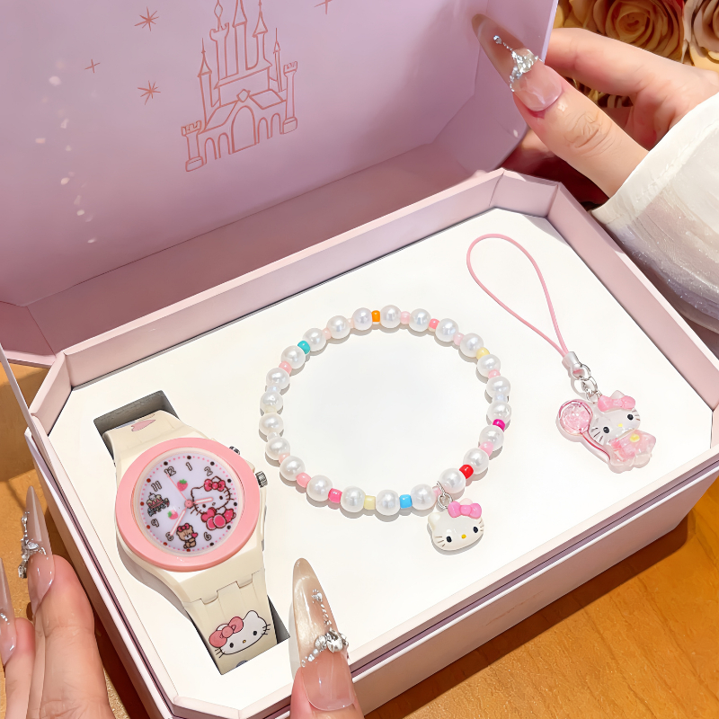 EnerLück Jam Tangan Anak Perempuan Laki-laki  LED Tahan Air Analog Bundar Tali Silikon Cetak Kartun 