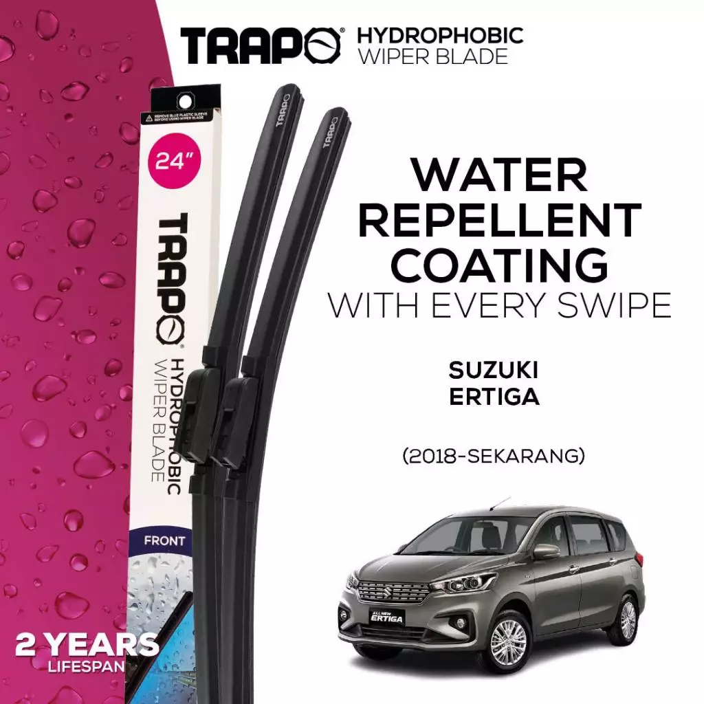 Wiper Blade Trapo Hydrophobic - Wiper Mobil Suzuki Ertiga (2018-Sekarang) Frame Hook Original