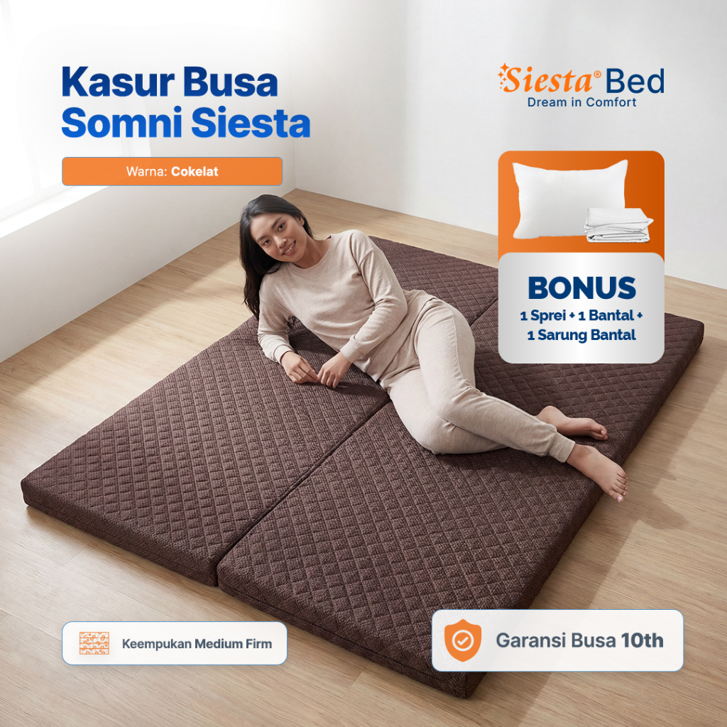 Siesta Kasur Busa 80x200 / 160x200 Cokelat | Kasur Lipat Somni Fold