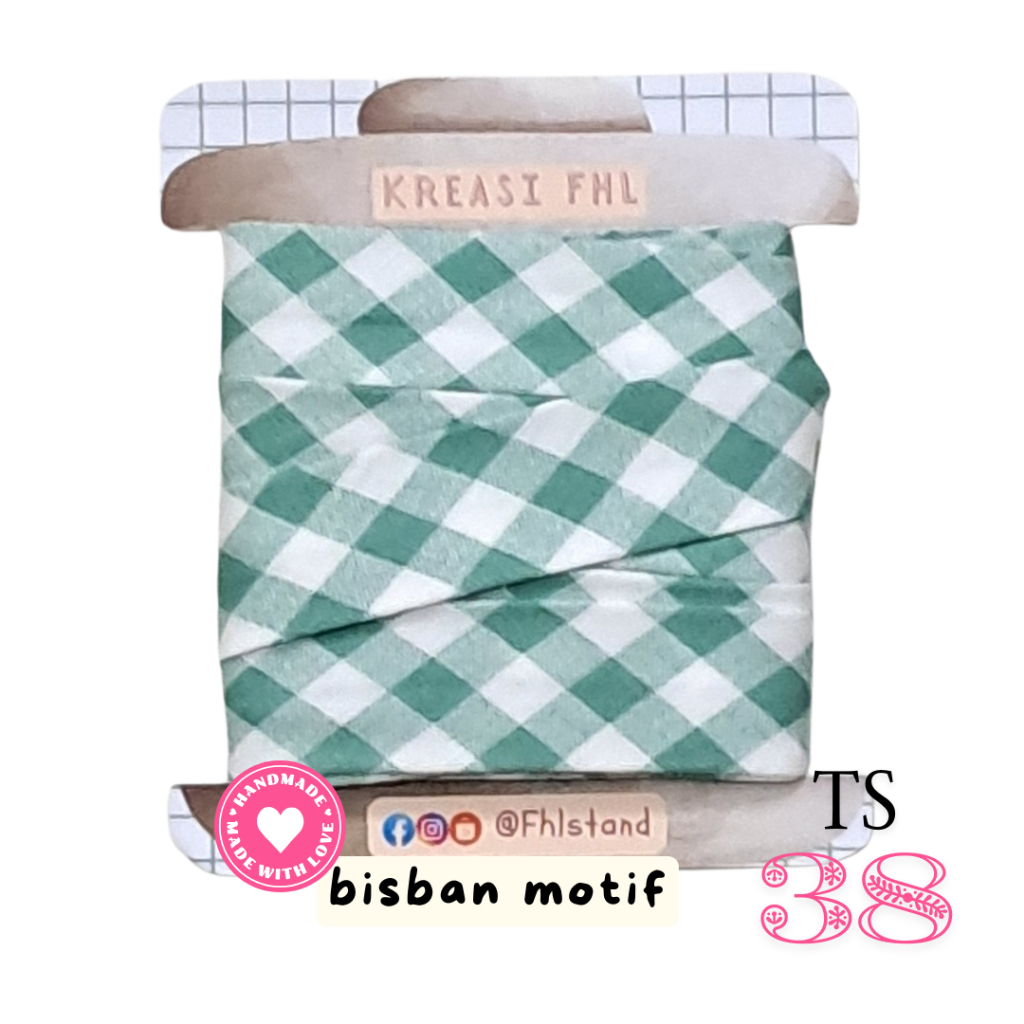 KreasiFHL Bias Tape Bisban kain katun lebar 4cm jahit