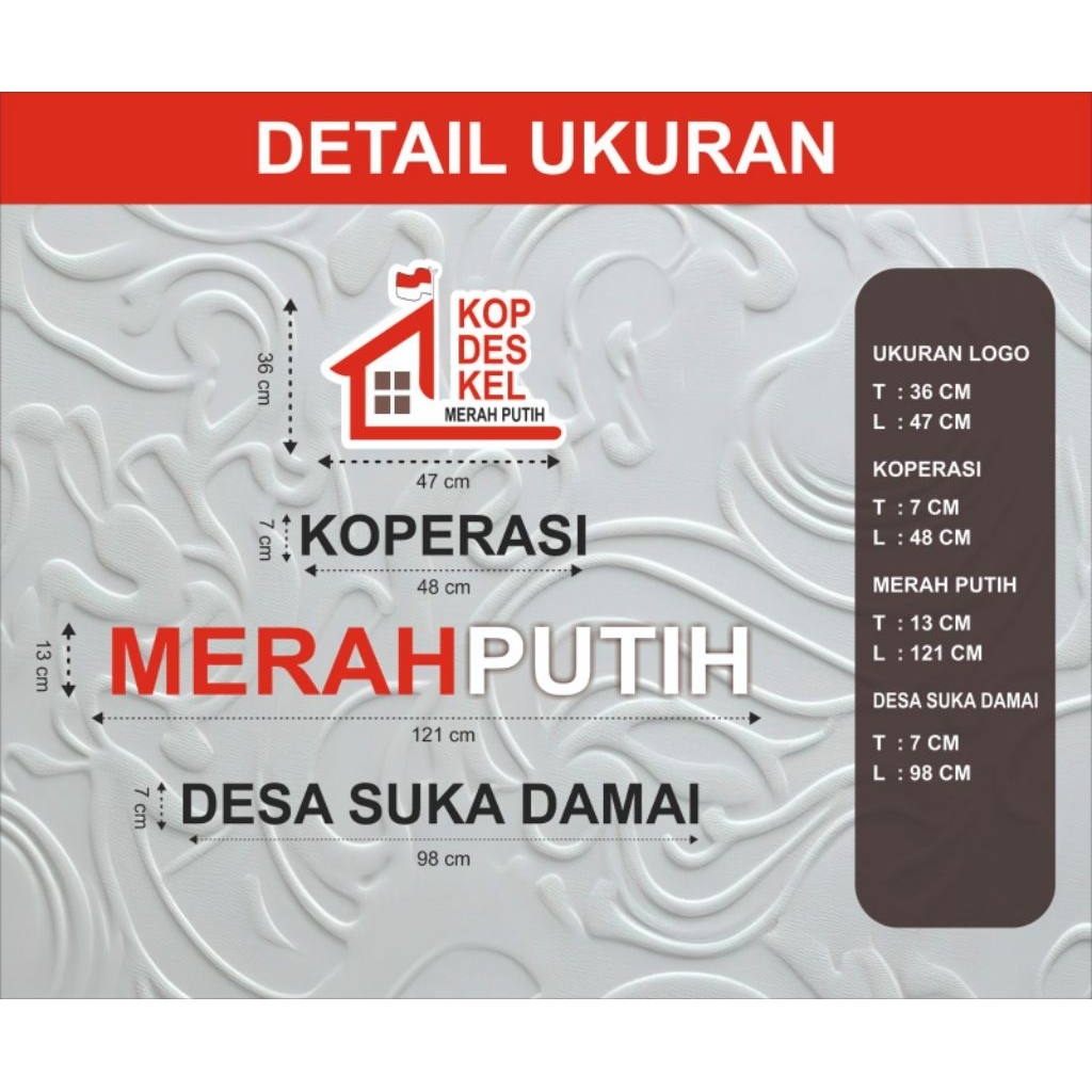 HURUF TIMBUL AKRILIK 2mm PLUS BUSA  2 cm KOPERASI MERAH PUTIH TERMURAH