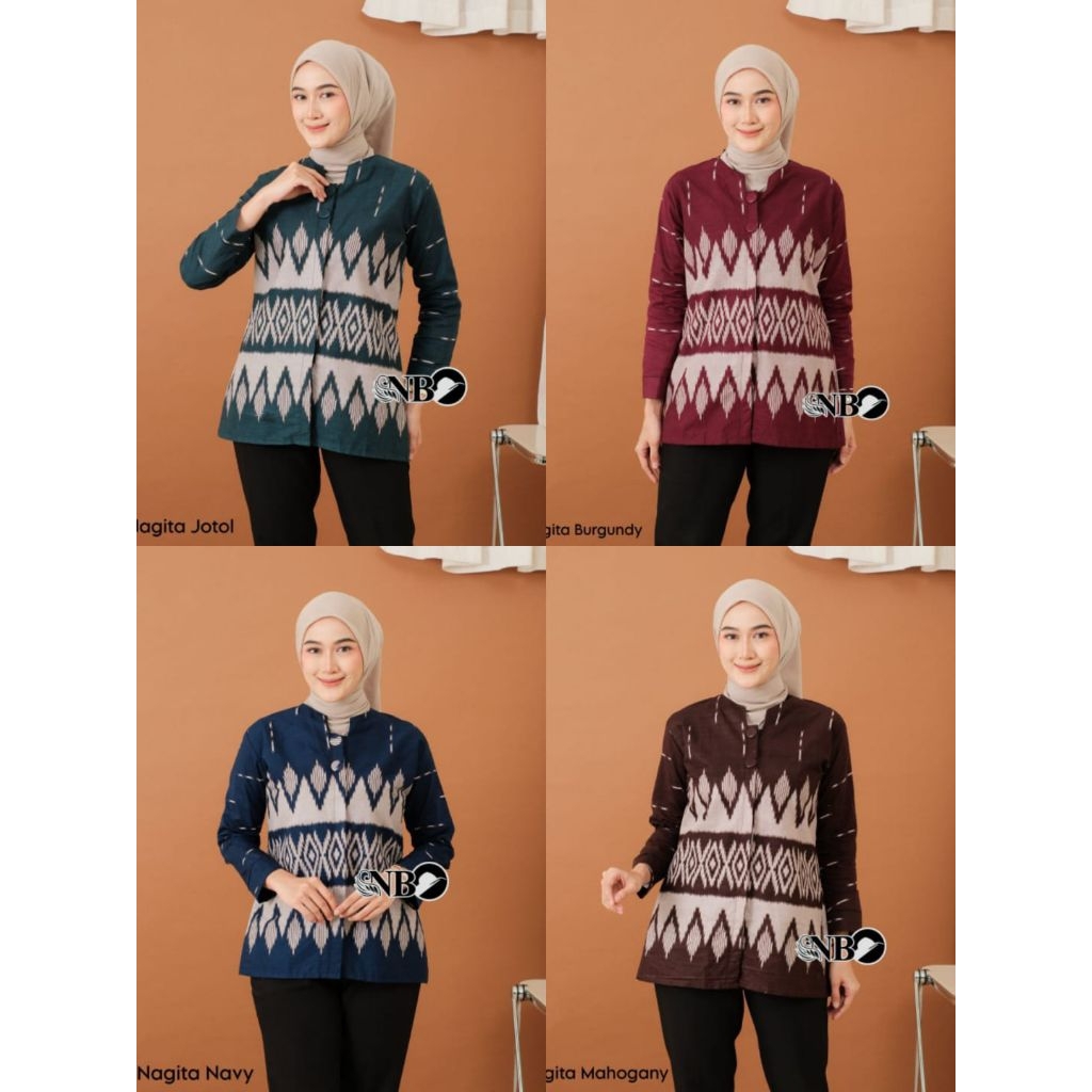 Blouse Wanita Lengan Panjang Nagita | Blouse Wanita Lengan Panjang Motif Batik
