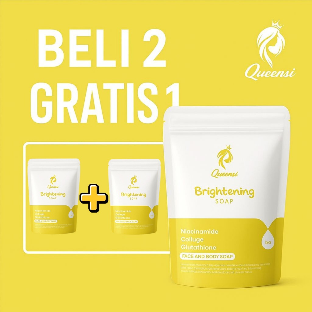 [ Beli 2 Gratis 1 ] Queensi Brightening Soap Whitening Sabun Mandi Memutihkan Badan Mencerahkan Waja