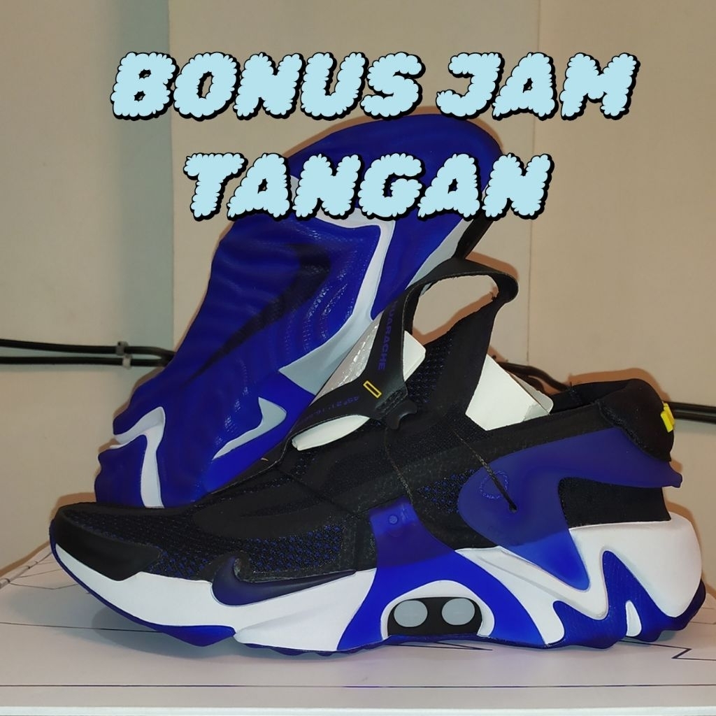 Sepatu Nike adapt huarache black racer blue (EU charger)