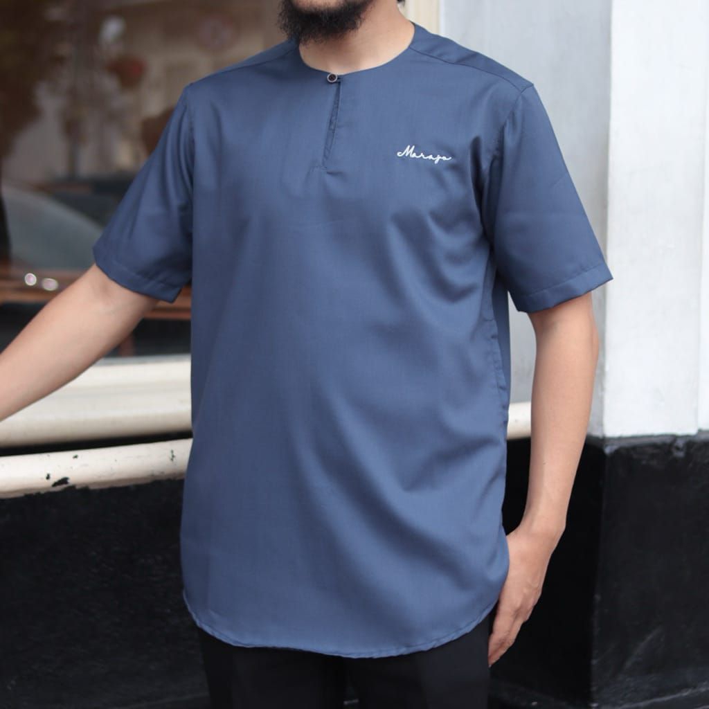 kemeja koko polos bordir casual toyobo lengan pendek