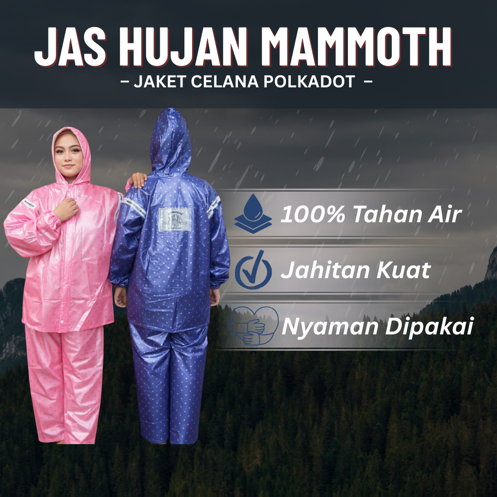 Jas Hujan Setelan Polkadot Mammoth