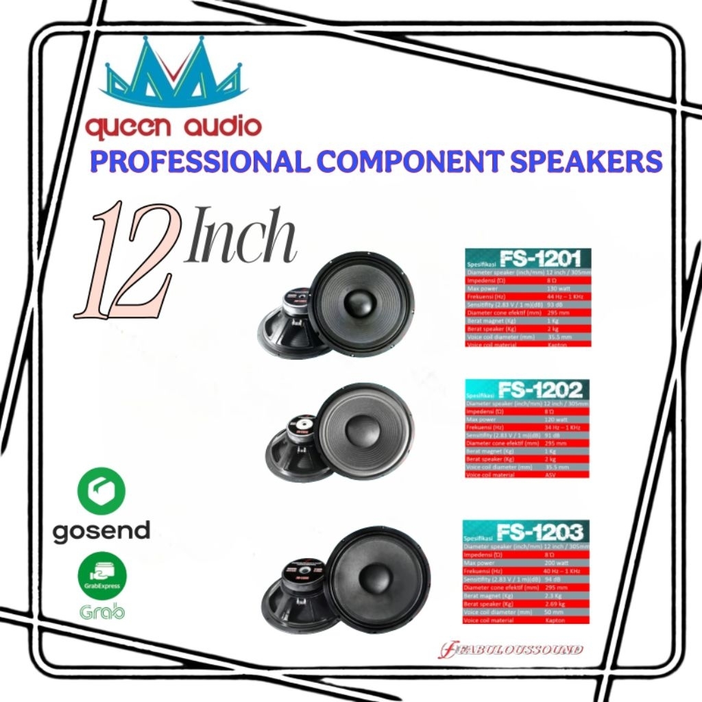 SPEAKER KOMPONEN PROFESSIONAL COMPONENT SPEAKER 12" INCHI