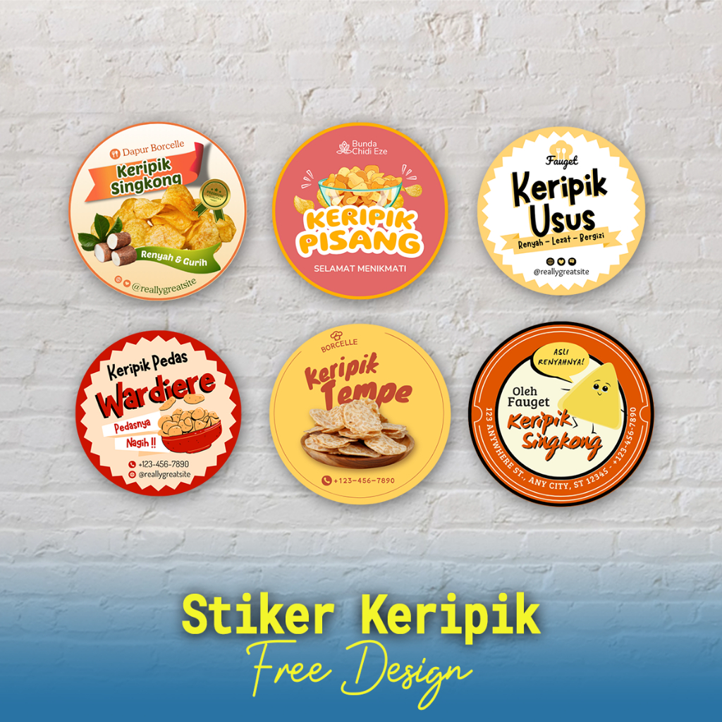 Stiker Keripik, Stiker Kromo Keripik Kentang, Stiker Label Makanan Ukuran 5x5cm DAPAT BANYAK, Stiker