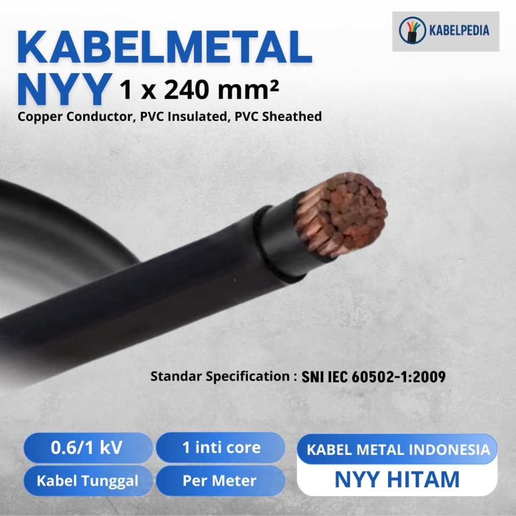 Kabel NYY 1x240 mm - KABEL METAL INDONESIA ORIGINAL SNI