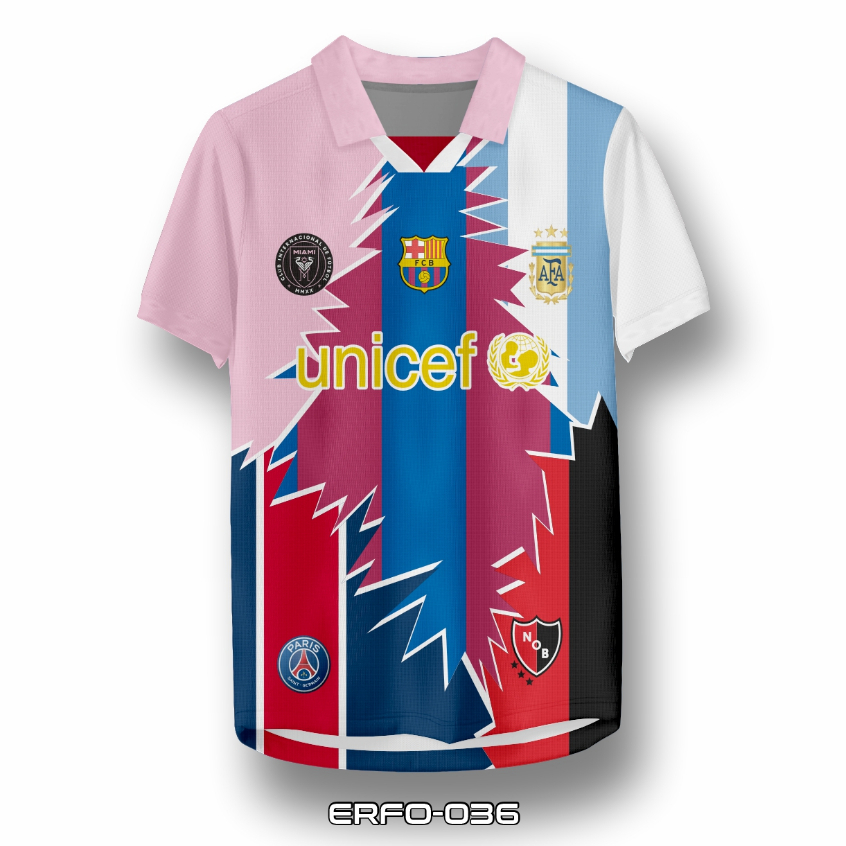 Jersey Tribute Lionel Messi ERFO-36 | Desain Gabungan Barcelona PSG Inter Miami Argentina Messi 10