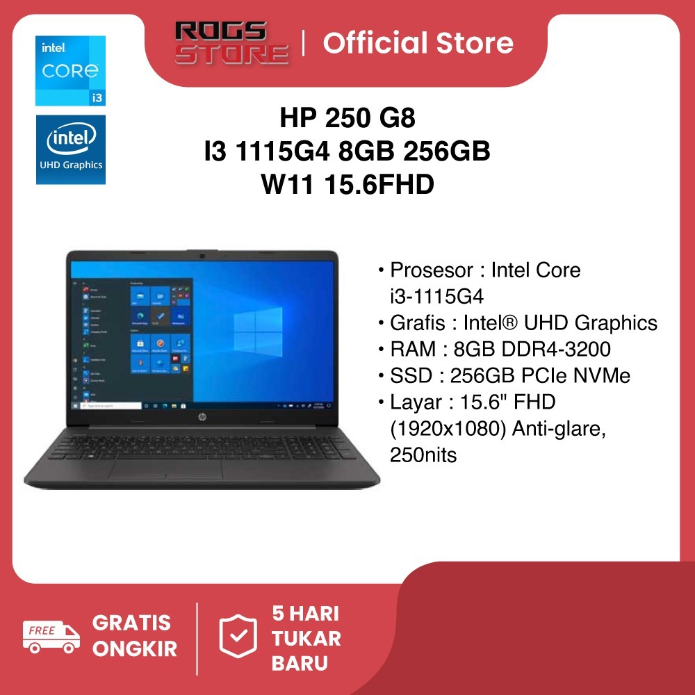 HP 250 G8 I3 1115G4 8GB 256GB W11 15.6FHD