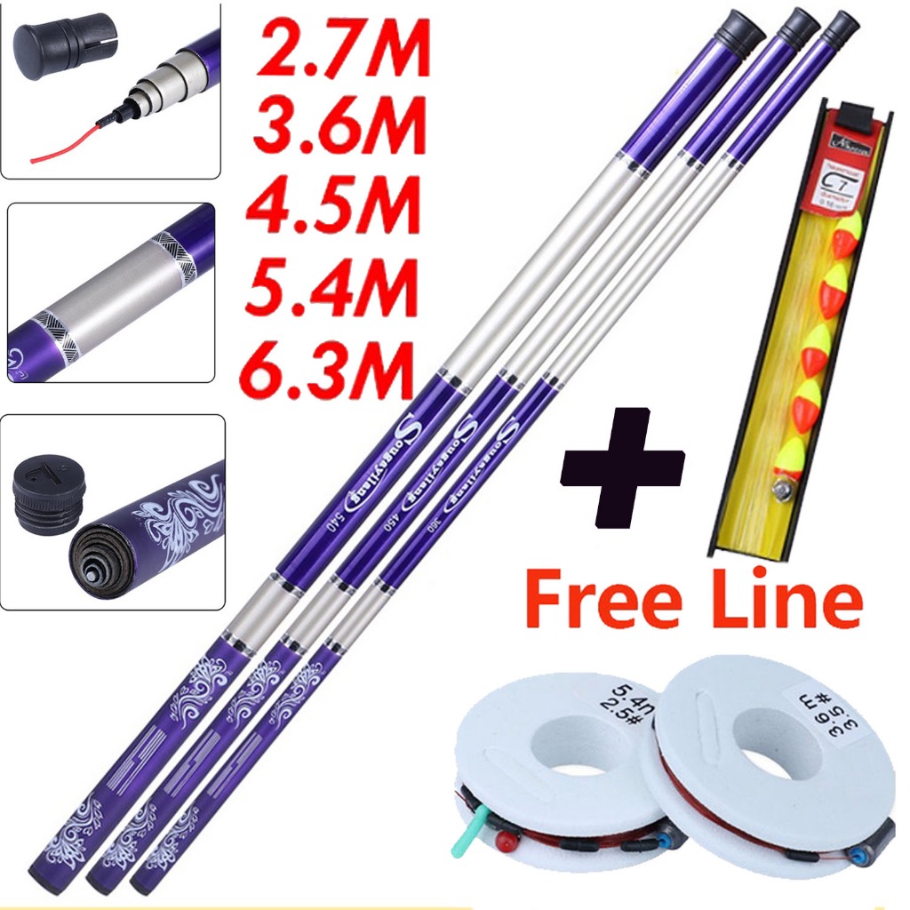 Sougayilang  2.7m 3.6m 4.5m 5.4m 6.3m 7.2m Joran Tegek Fishing Rod Carbon Tegek Panjang Fishing Pole