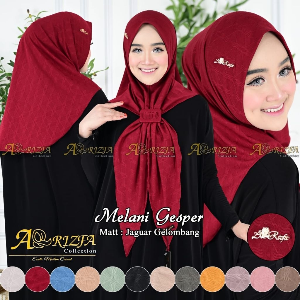 (AR-RIZFA) MELANI GESPER•hijab segitiga instan motif•hijab jaguar gelombang•jilbab segetiga malay mo