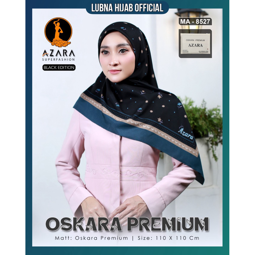 [MA-8527 KHUSUS HITAM] ISI 10 PCS Grosir Jilbab Kerudung AZARA OSKARA MOTIF BLACK EDITION Segiempat 