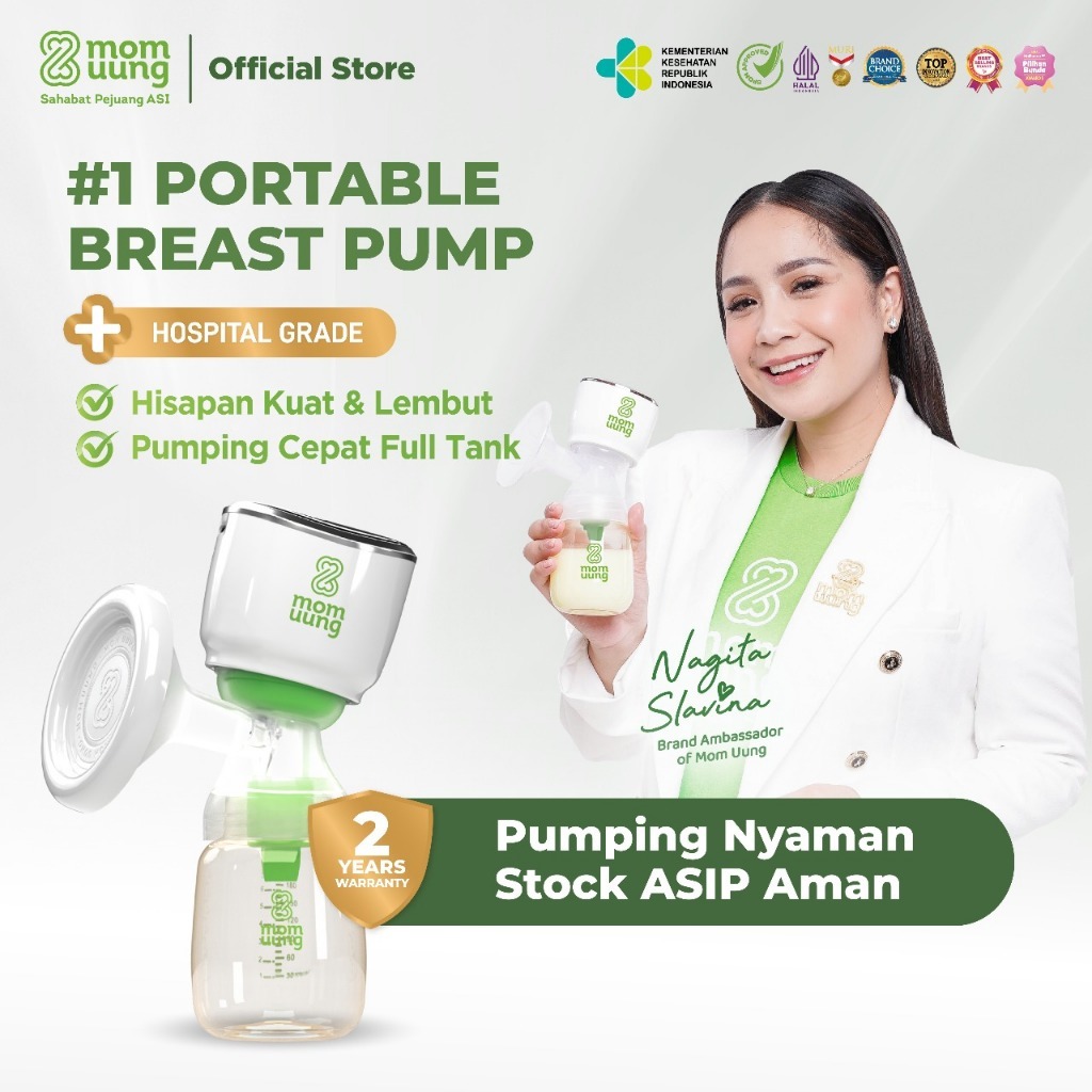 Mom Uung Pompa ASI Portable Dual Mode - Hospital Grade - Garansi 2 Tahun