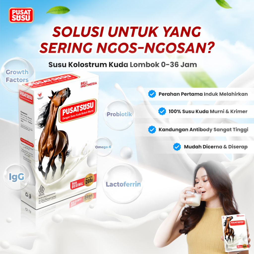 Pusat Susu - Susu Kuda Liar Lombok Bubuk Kolostrum Murni Original Bubuk 200 Gram