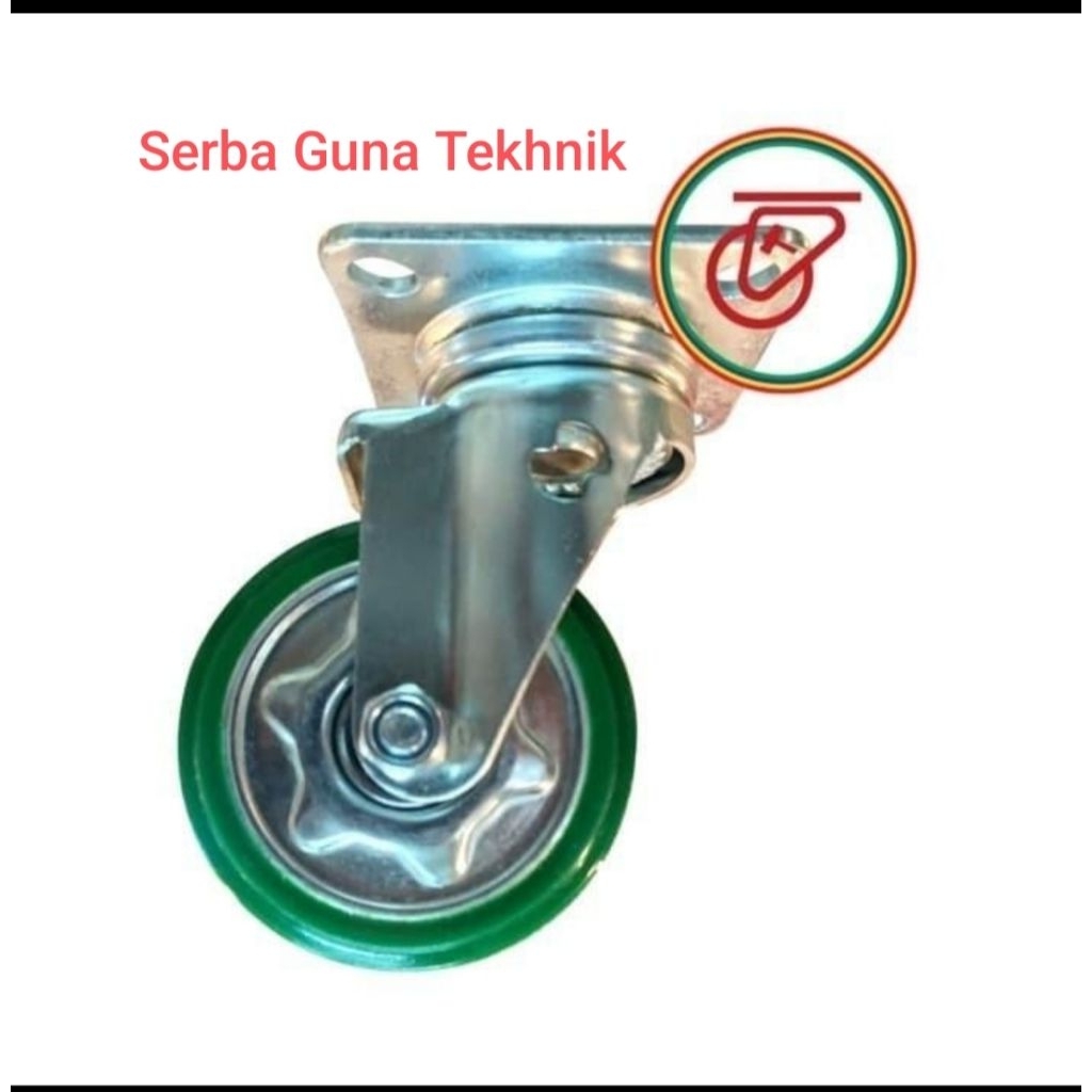 Roda PU Hijau 6" inch OSAKA ( Hidup Putar ) Wheel Caster Troley