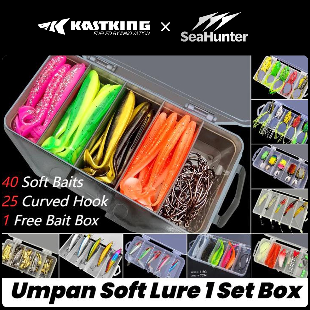 [OFFICIAL] KASTKING x SeaHunter Umpan Soft Lure 1 Set Box,Umpan Pacning Paddle T Tail Kotak, Minnow+